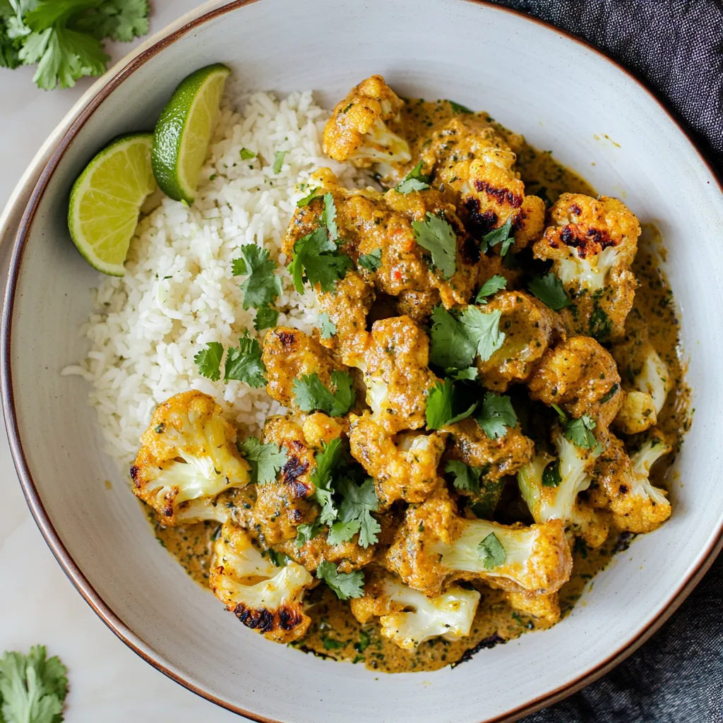 Coliflor Asada Vegana en Salsa de Poblano