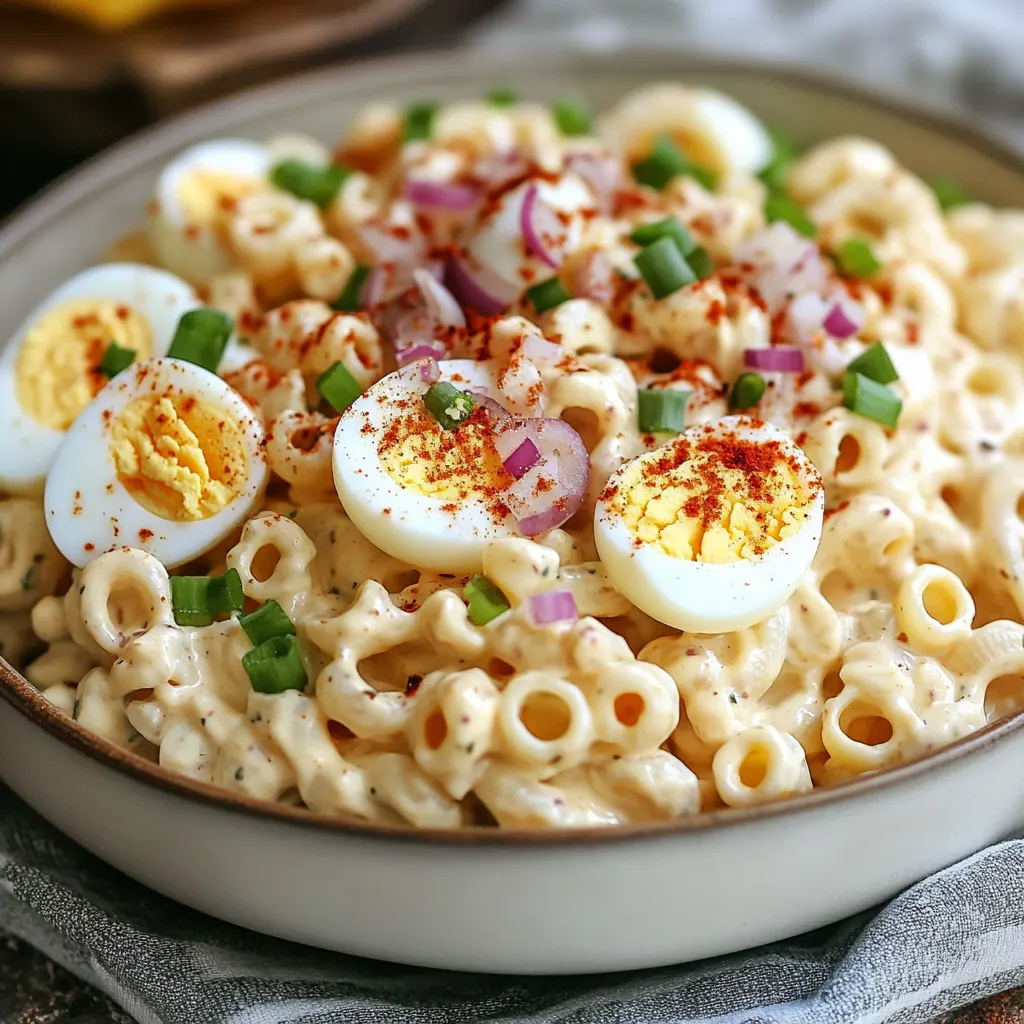 Sabrosa Ensalada de Pasta con Huevos Rellenos