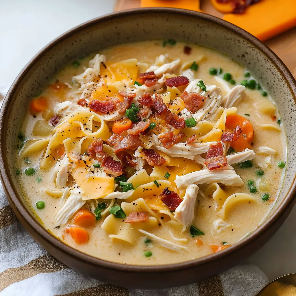 Deliciosa Sopa Cremosa de Pollo con Fideos