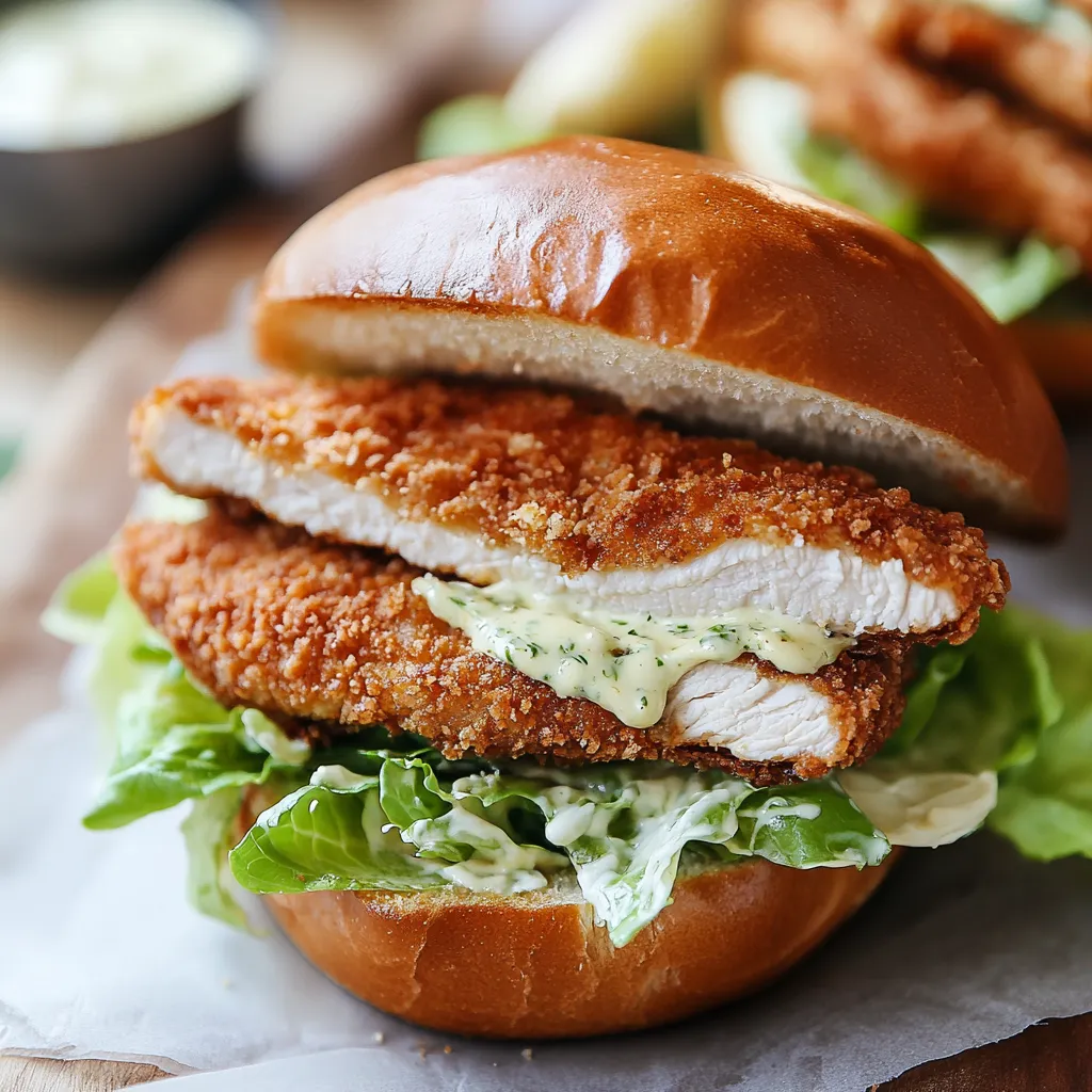 Primer Plano del Sándwich César de Pollo