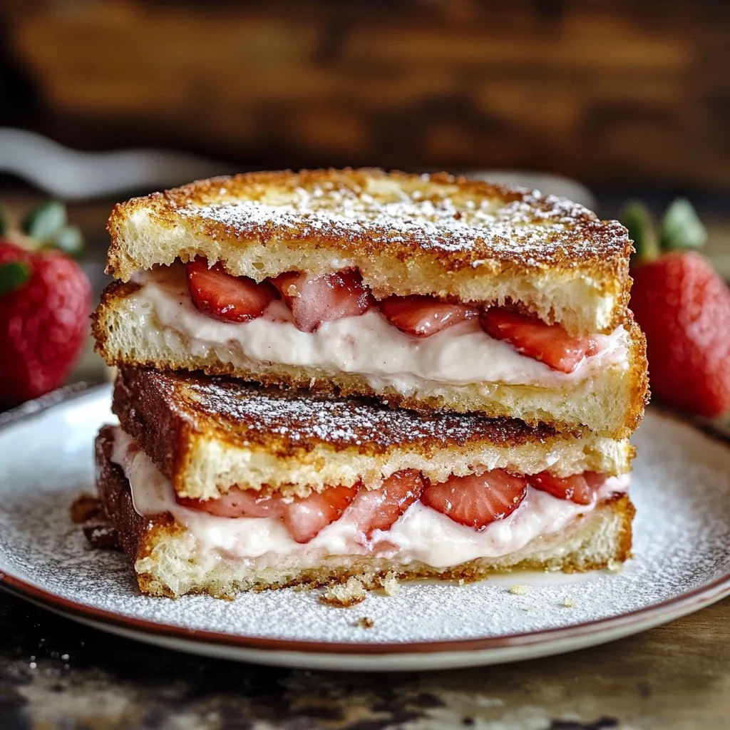 Un plato con sandwiches y fresas encima.