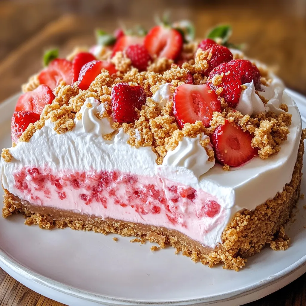 Una deliciosa tarta con fresas y nata montada en un plato blanco.