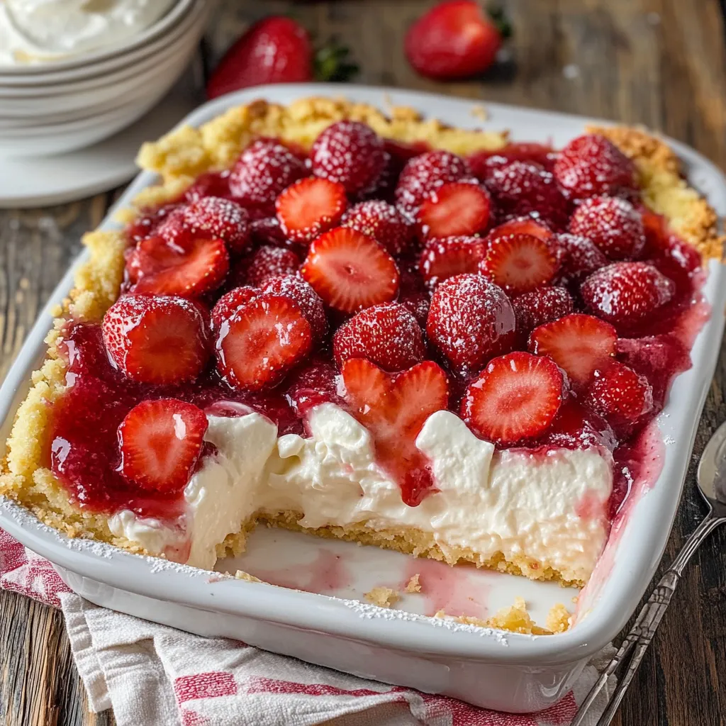 Un delicioso postre con fresas y nata montada.