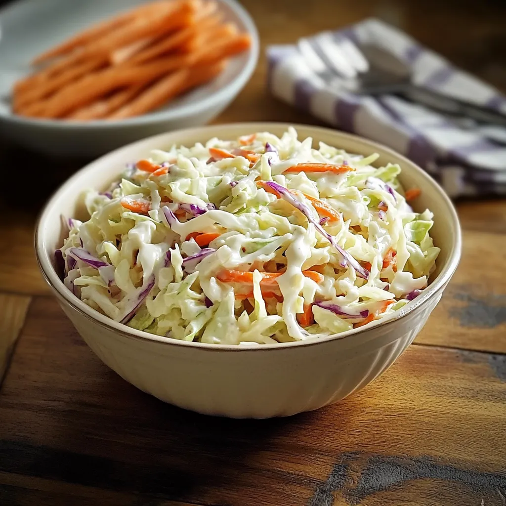 Un tazón de ensalada de col con zanahorias y repollo.