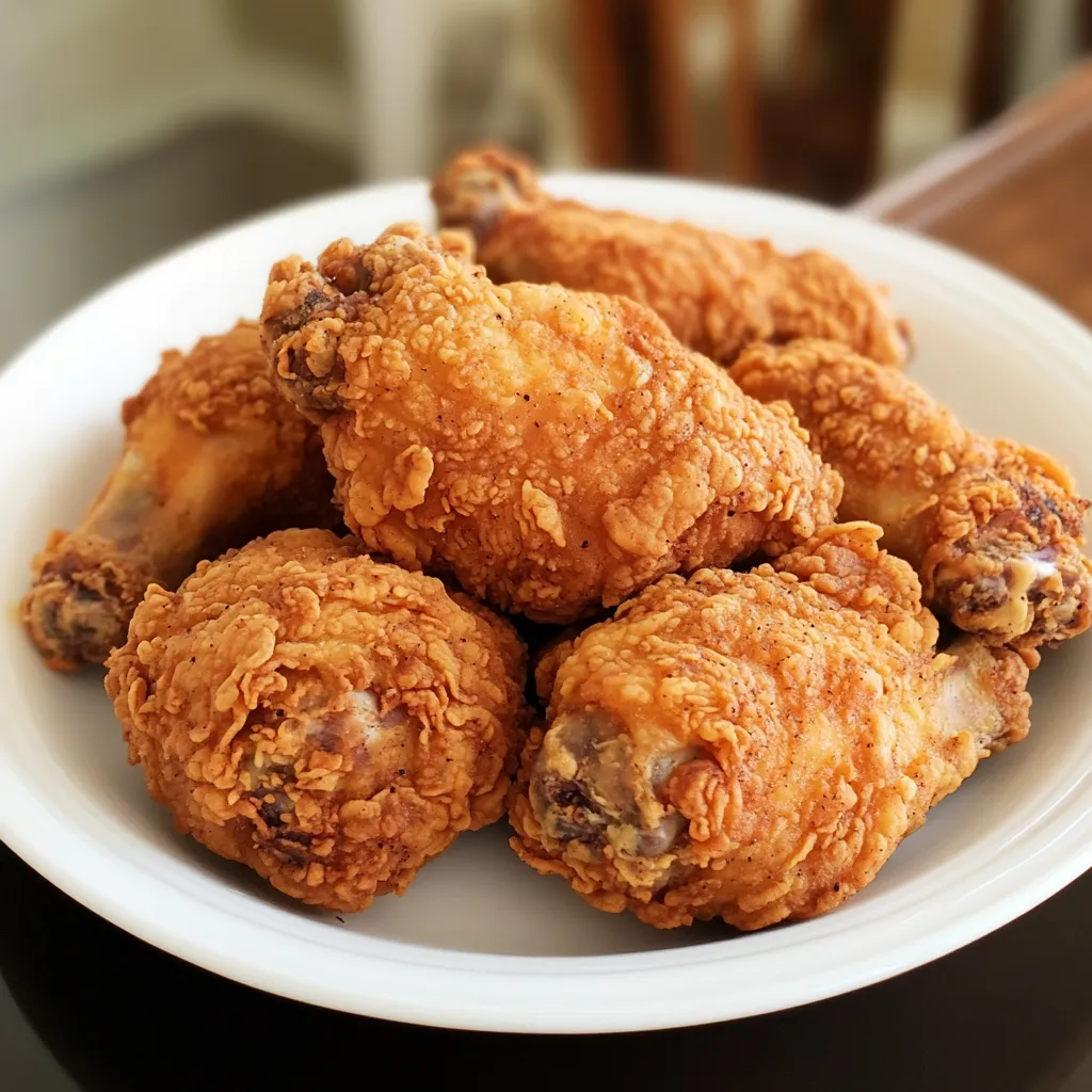 Un plato de pollo frito sobre una mesa.