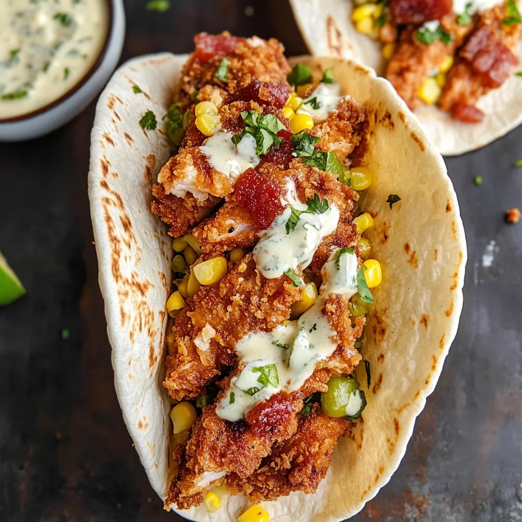 Un taco con pollo y elote.