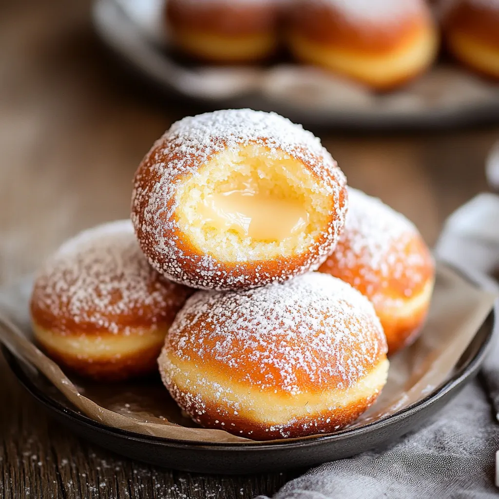 Un plato lleno de donas espolvoreadas con azúcar