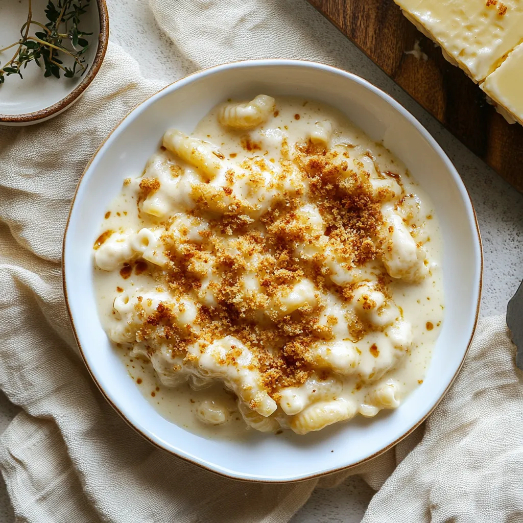 Un plato de macarrones con queso con queso espolvoreado encima.