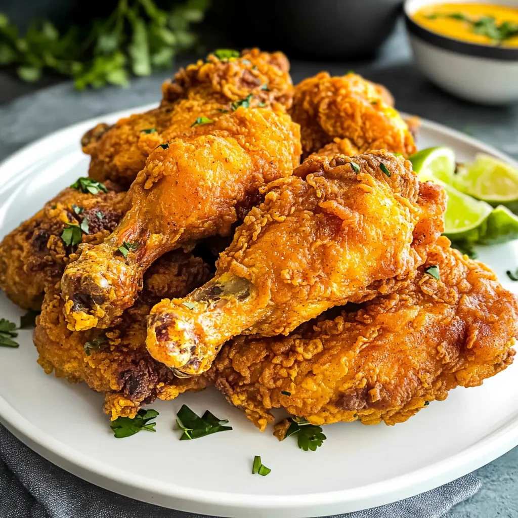 Un plato de pollo frito con salsa para mojar