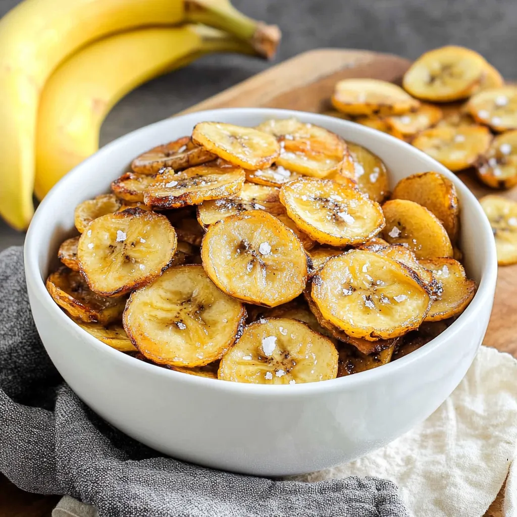 Un bowl de chips de plátano doradas y crujientes.