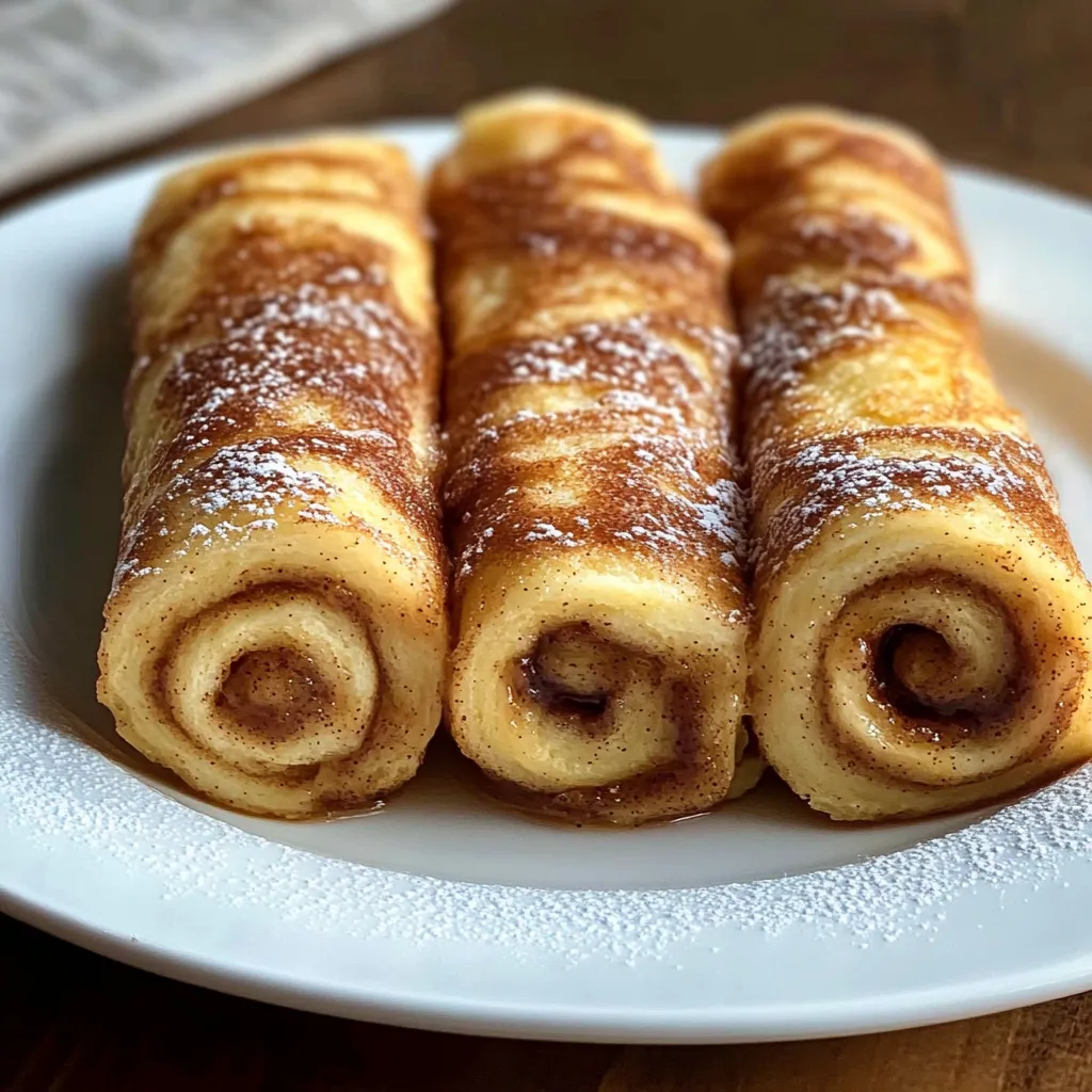 Un plato de rollitos espolvoreados con azúcar glass.