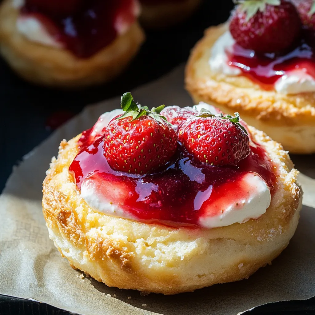 Un bollo con fresas y crema batida.