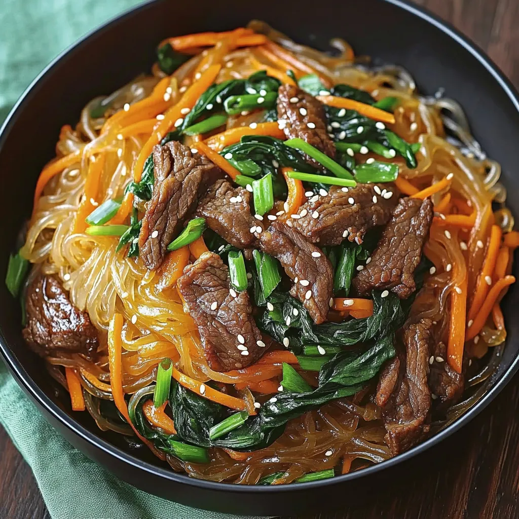 Un tazón de fideos con carne y verduras.