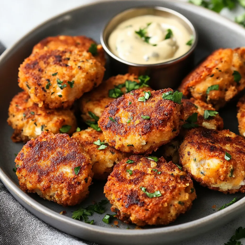 Croquetas fritas con salsa para mojar.