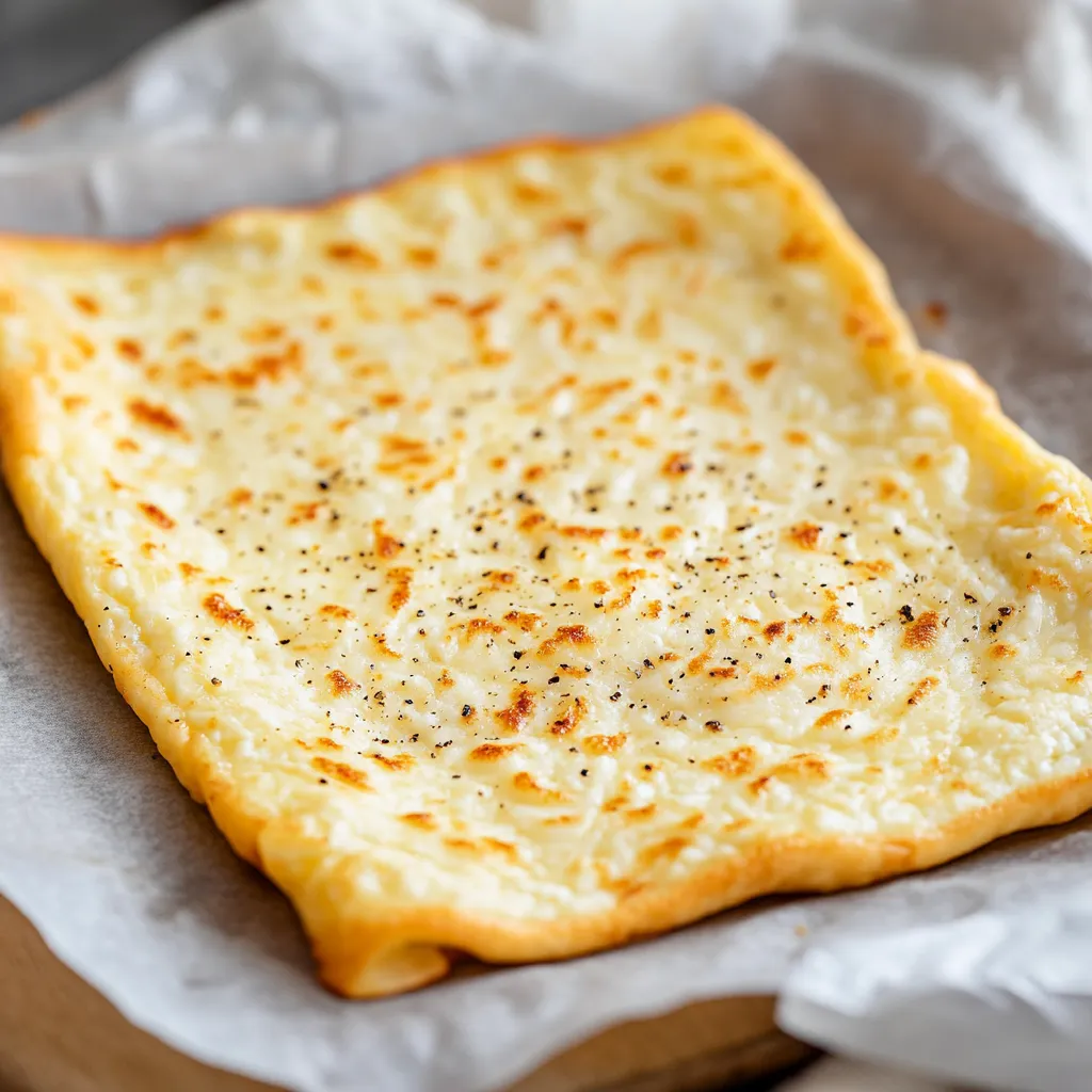 Un pedazo de flatbread sobre papel de cocina.