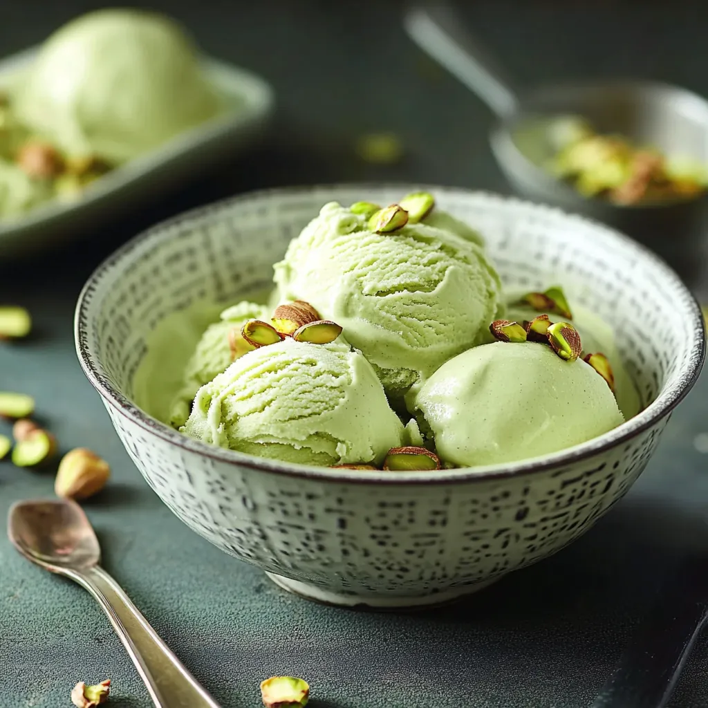 Un bol con helado verde.