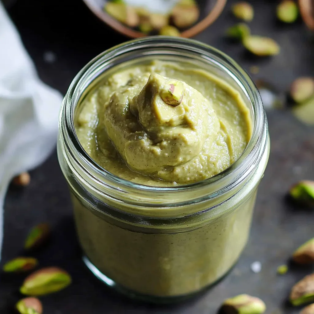 Un tarro de crema verde con cuchara.