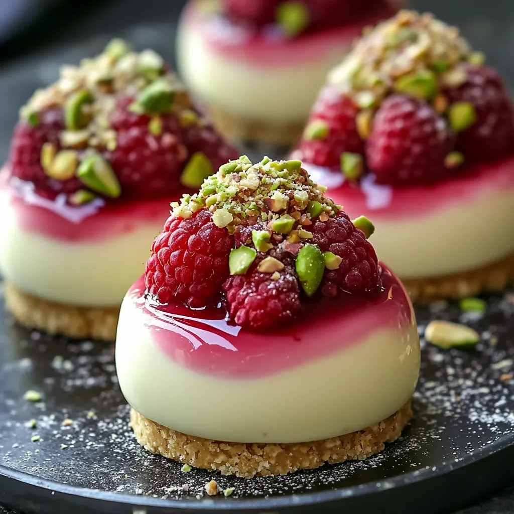Un primer plano de un postre rojo con frambuesa.