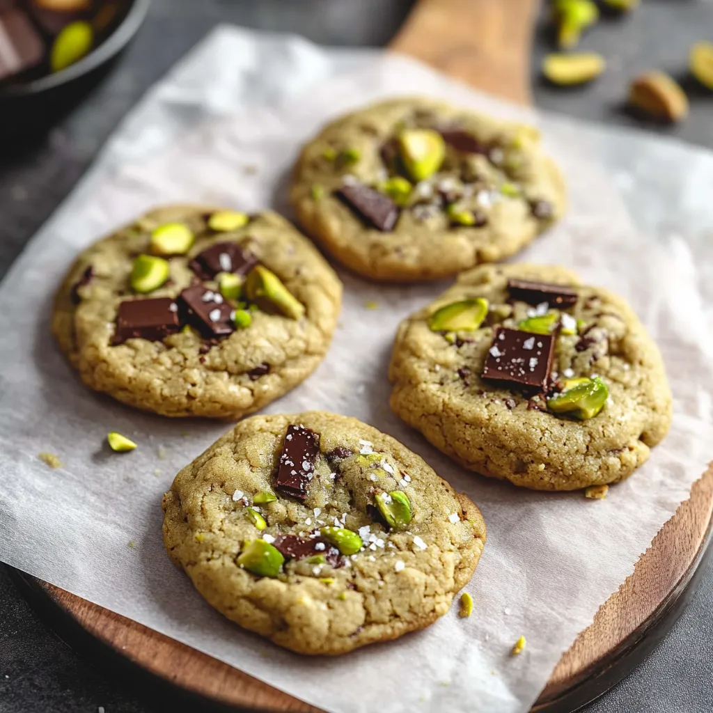 Cuatro galletas con chocolate y almendras sobre papel encerado.