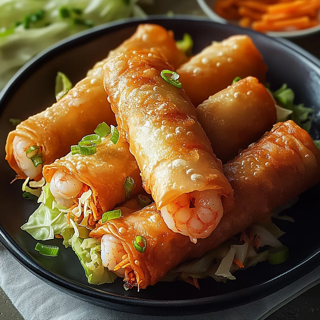 Un plato con camarones y vegetales.