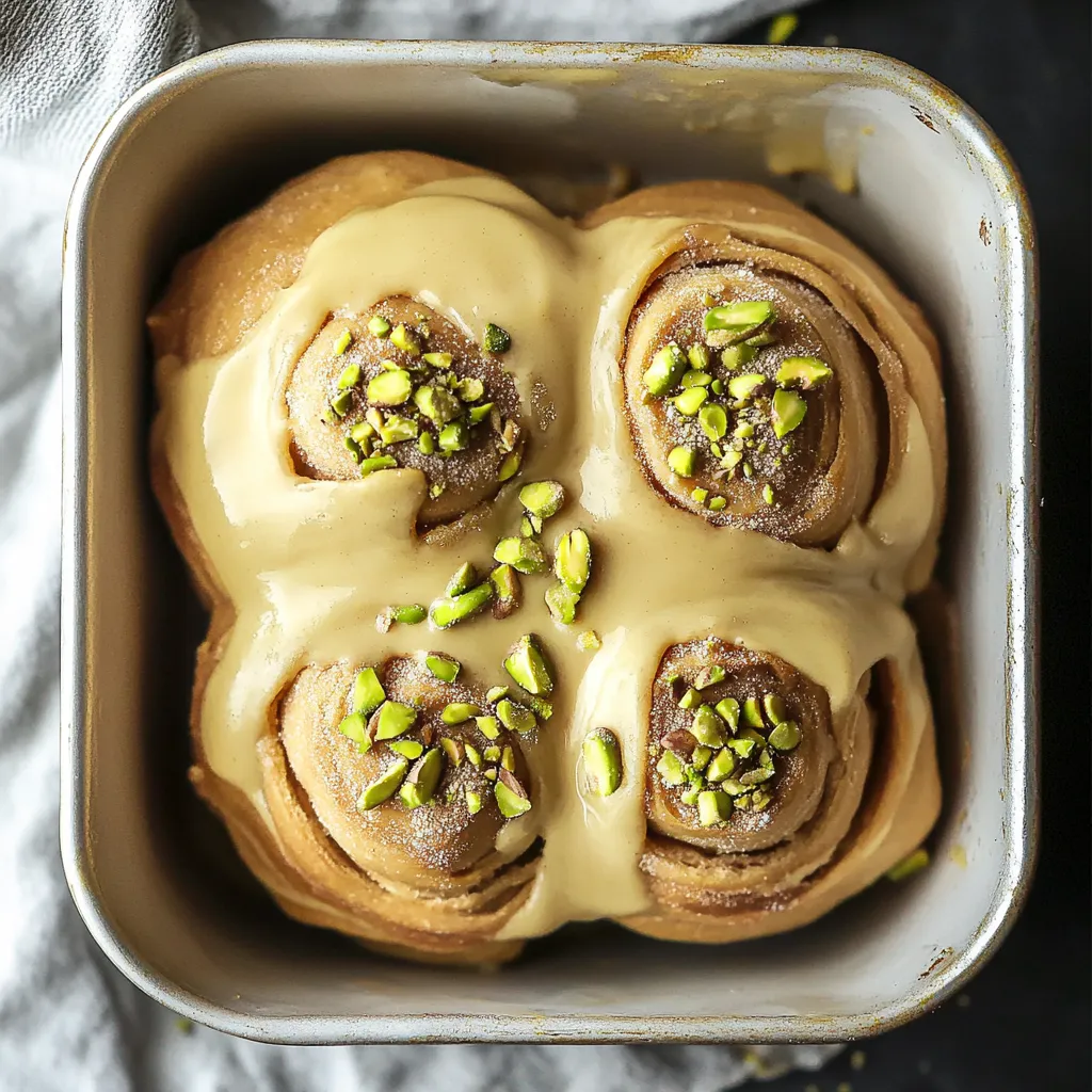 Un molde de rollitos con pistachos encima.