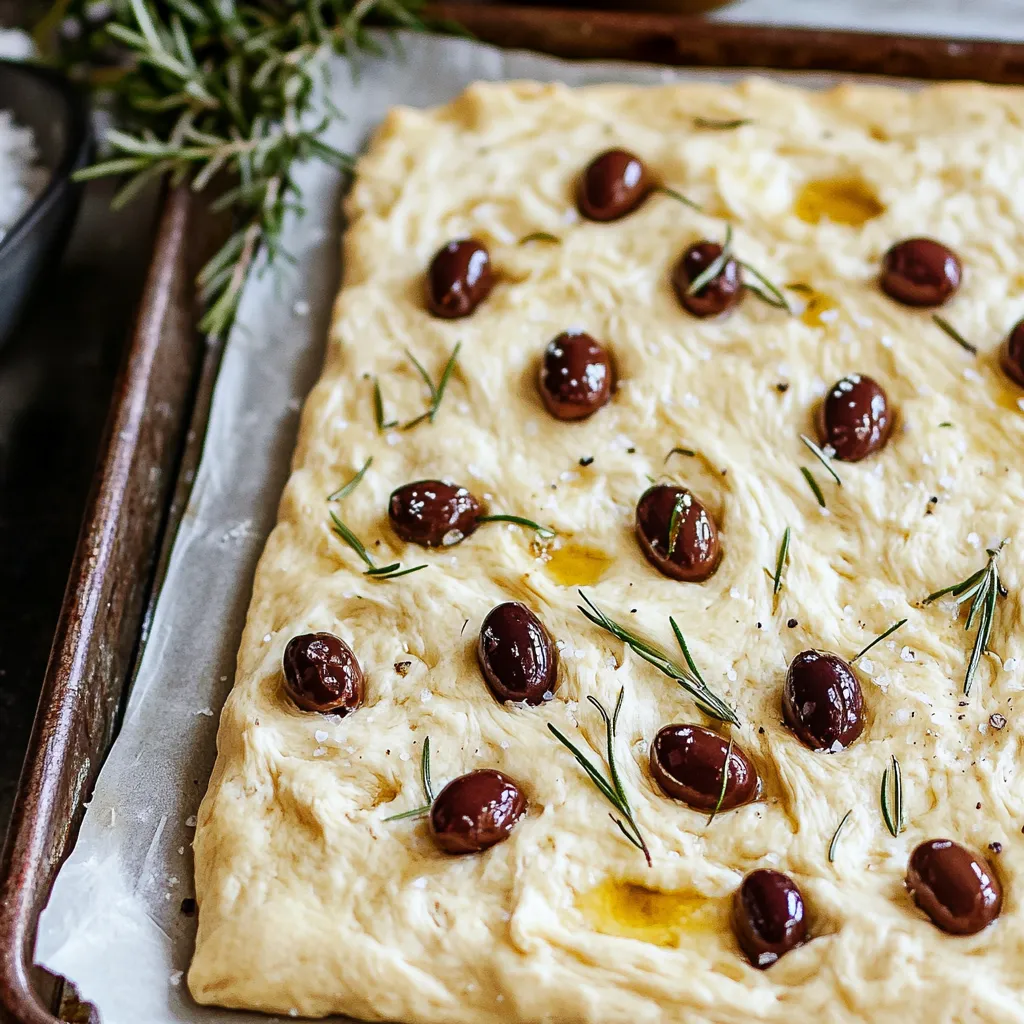 Una pizza con aceitunas y hierbas encima.