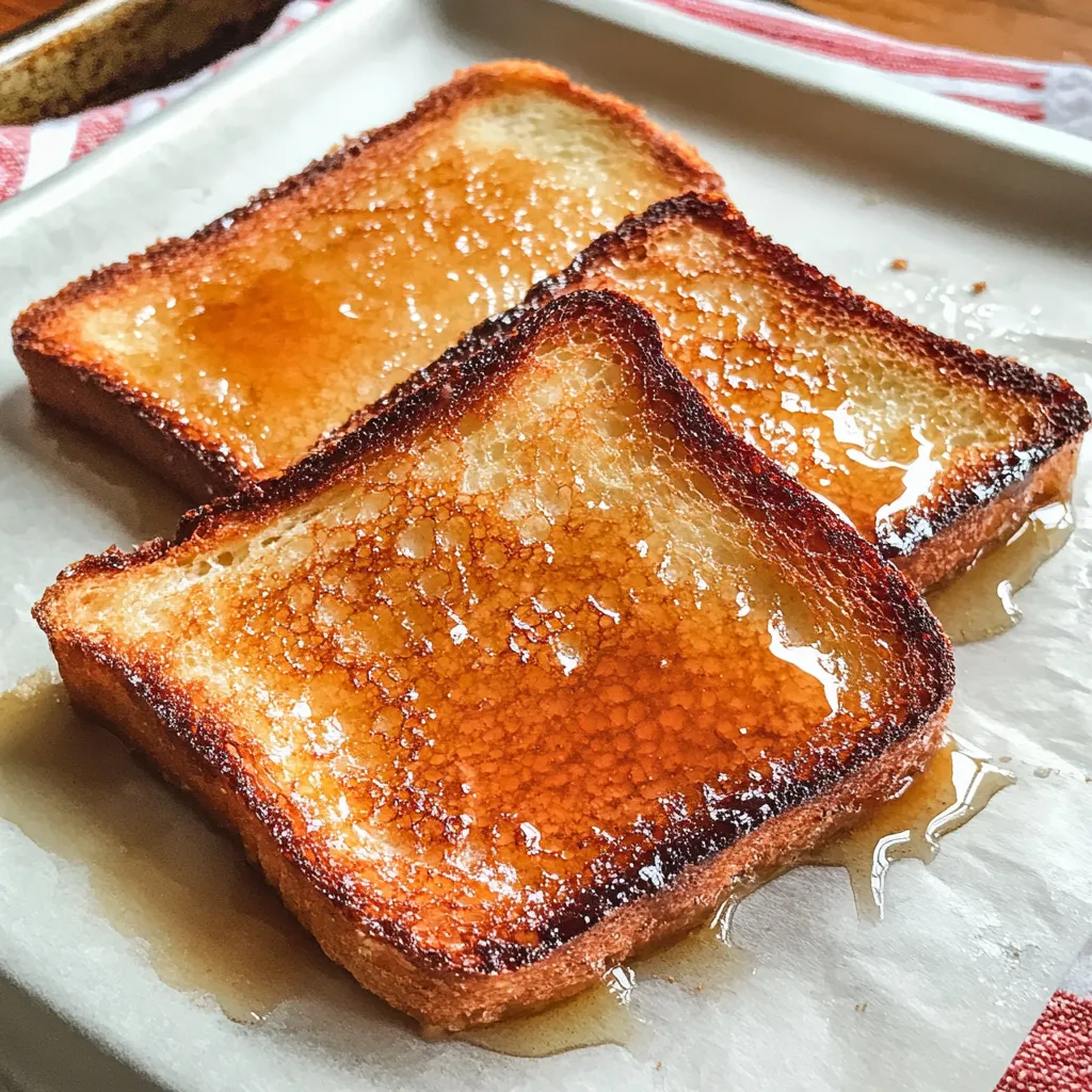 Dos tostadas con jarabe en un plato.