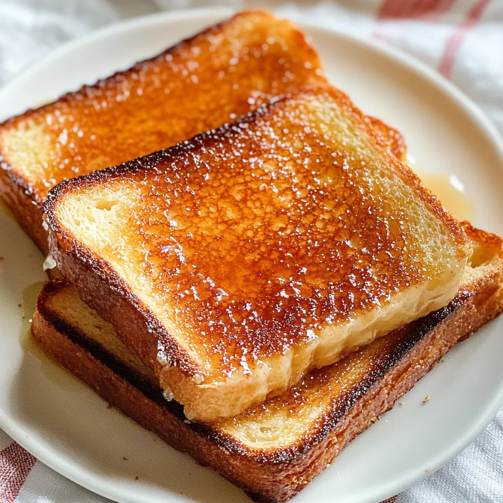 Pan tostado en un plato blanco.