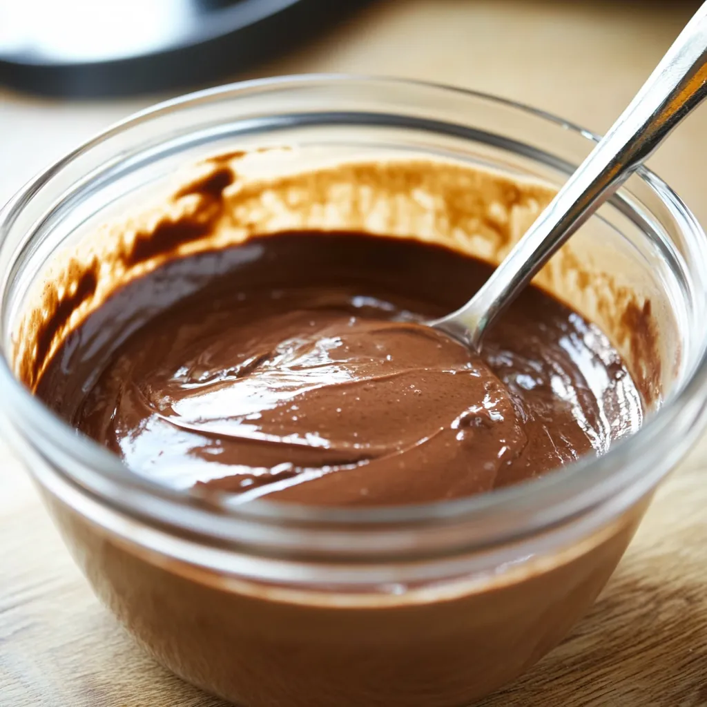 Una cuchara en un bol de chocolate.