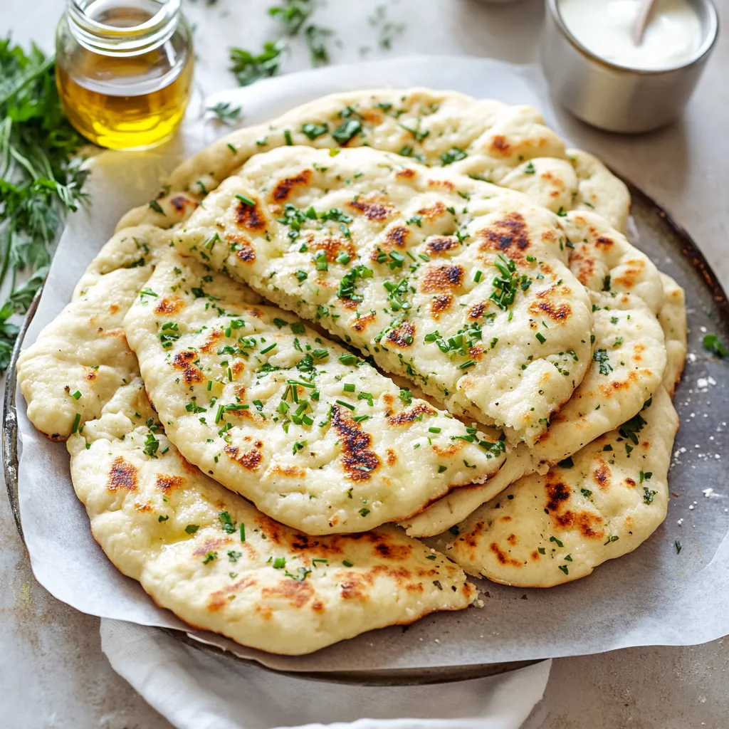 Una pizza con hierbas verdes en una sartén.