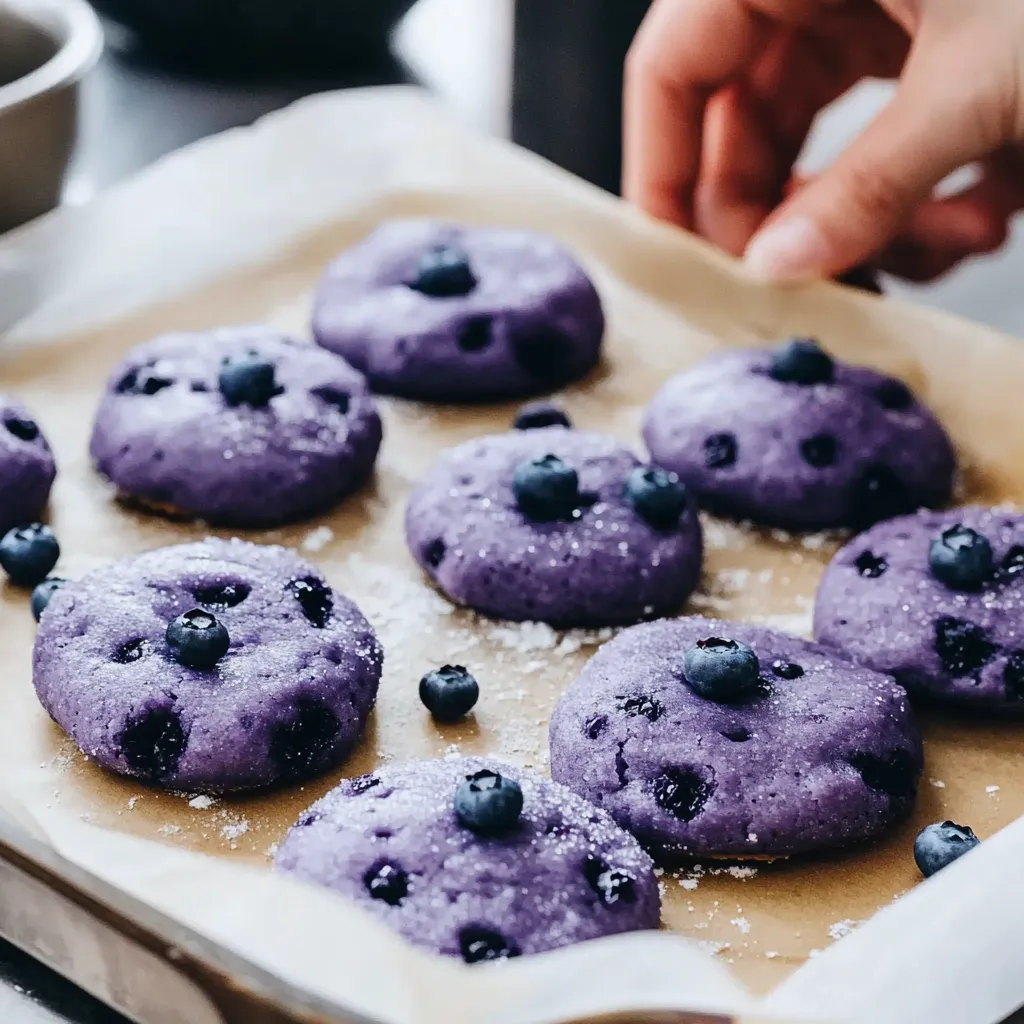 Una bandeja de galletas de arándanos.