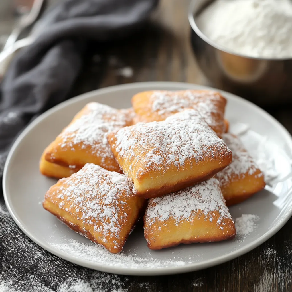 Un plato de donuts con azúcar glass.