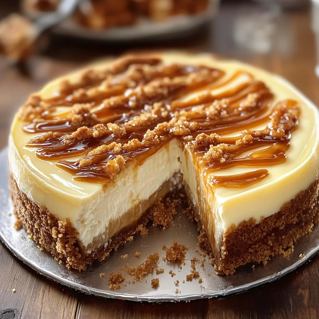 Una porción de tarta con salsa de caramelo.