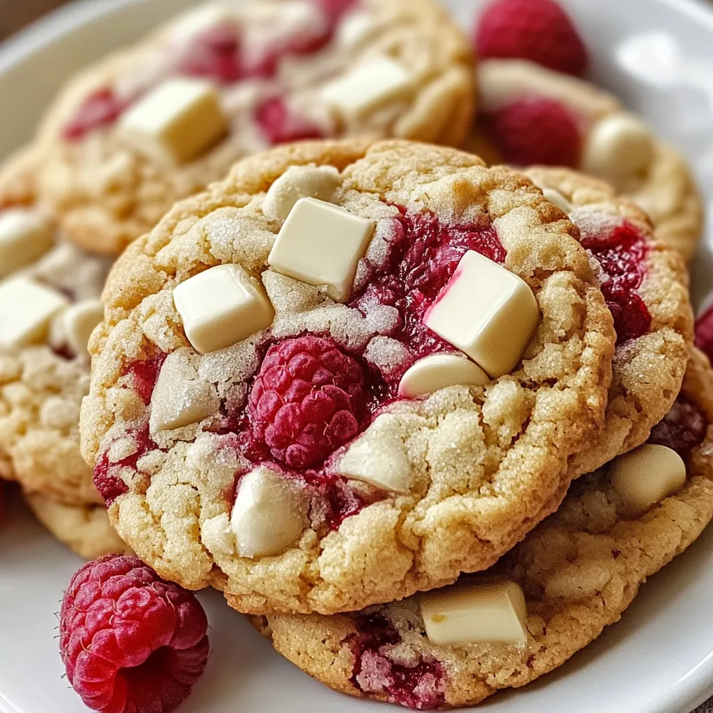 Un plato de galletas con trozos blancos y rojos por encima.