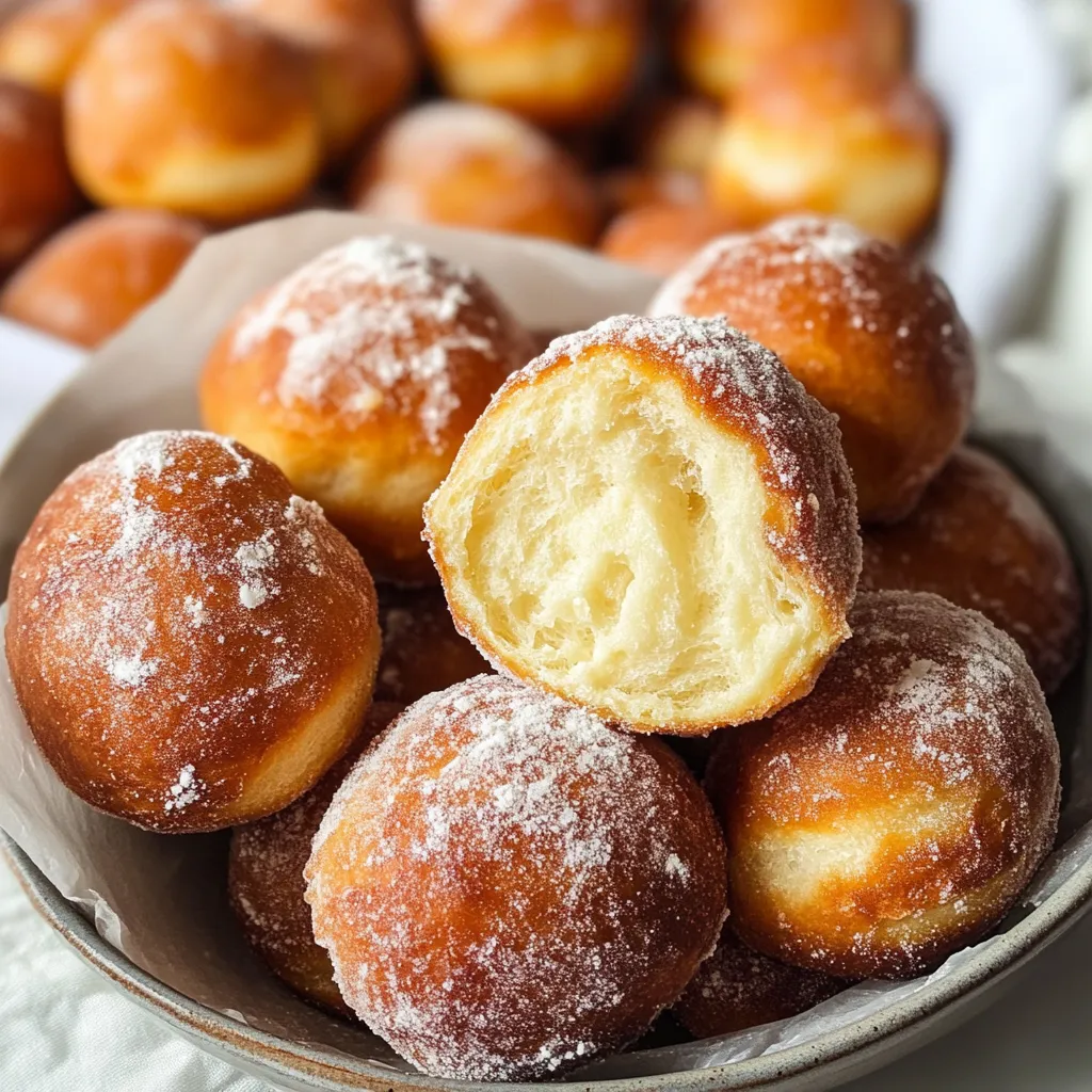 Un plato de donas con azúcar glass.