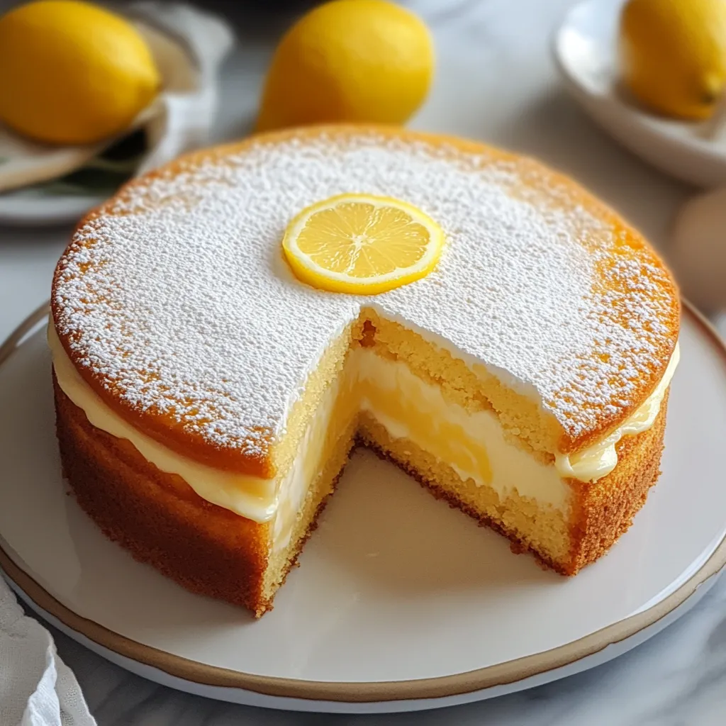 Una porción de pastel de limón en un plato.
