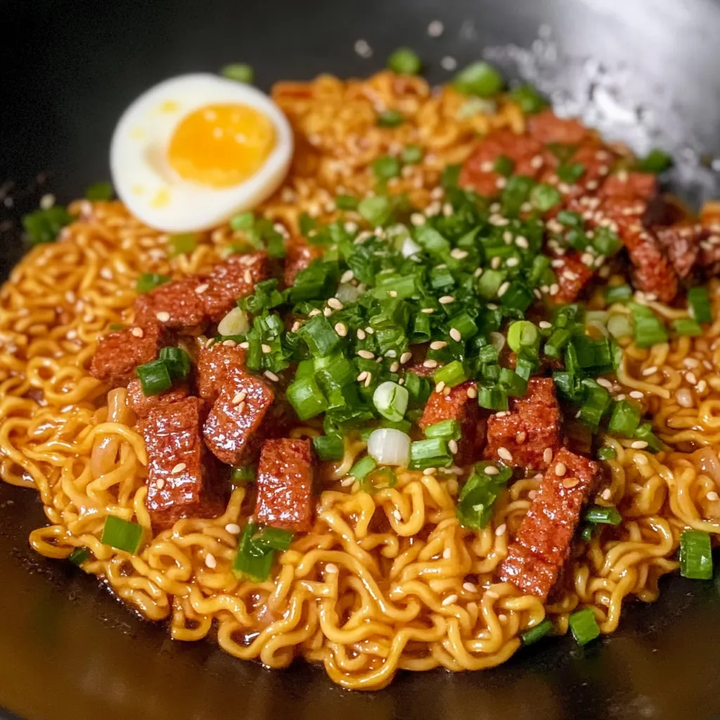 Un plato de noodles con carne y vegetales.