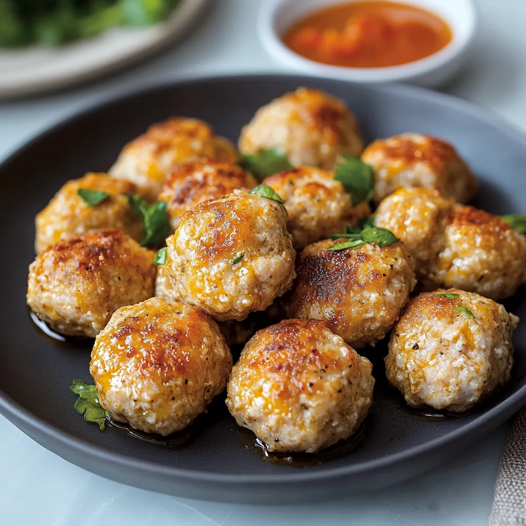 Un plato de albóndigas con salsa.
