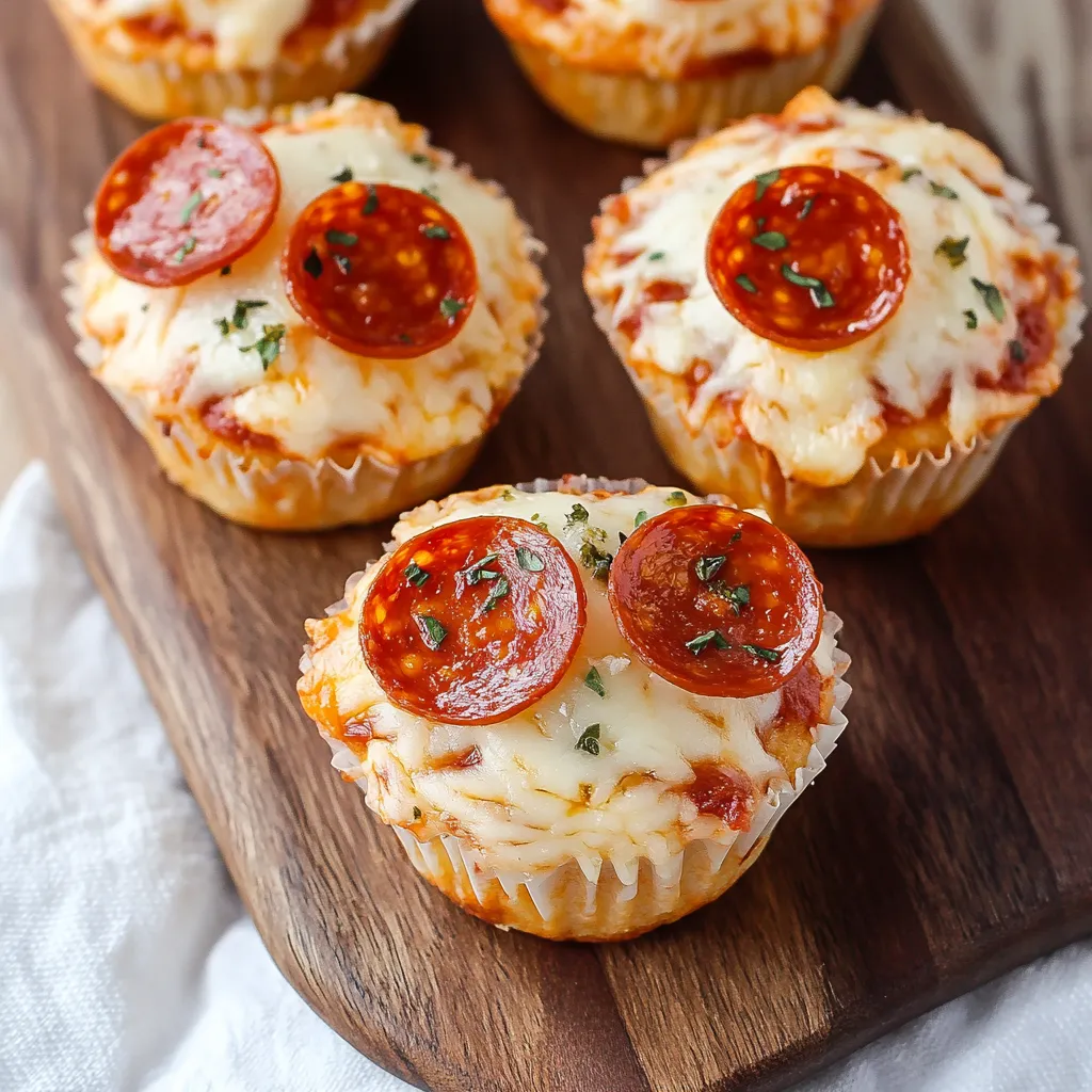 Una bandeja de madera con cuatro mini pizzas.