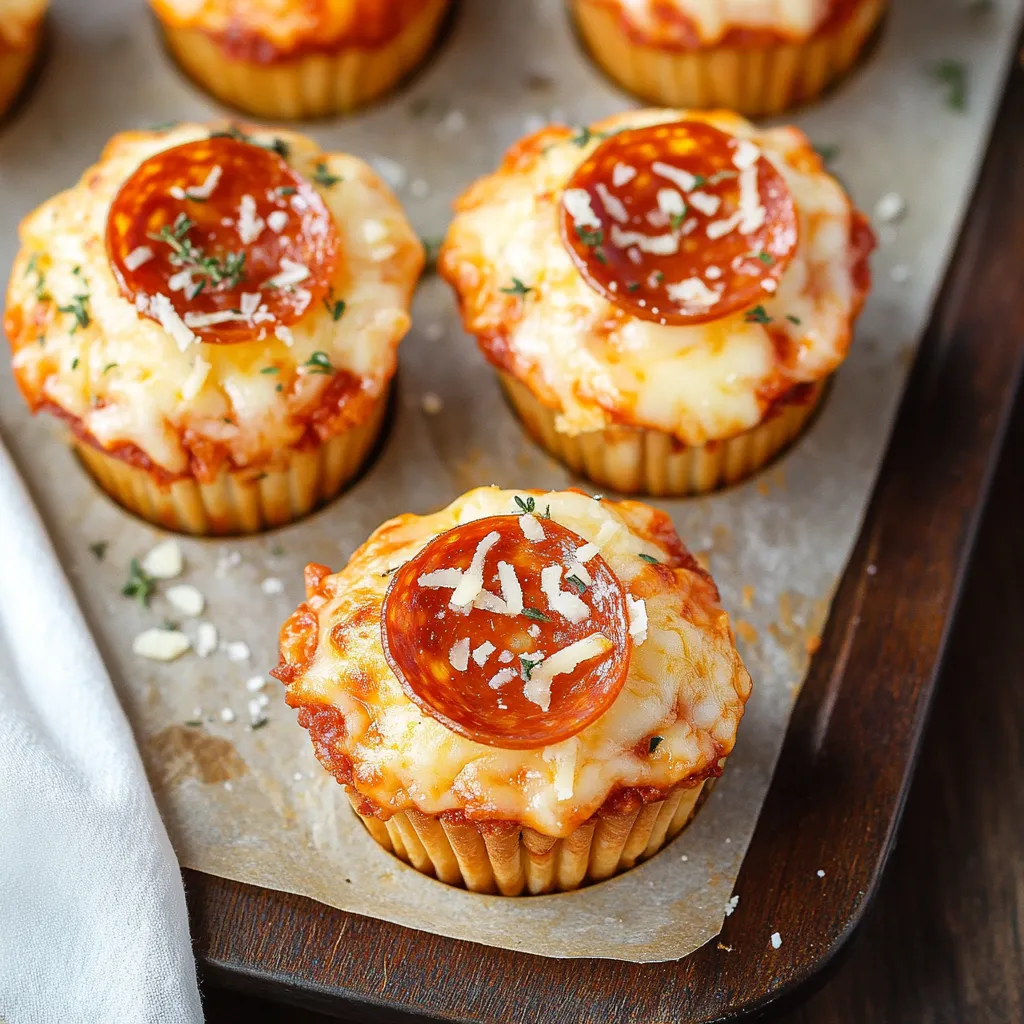 Una bandeja de mini pizzas con queso y pepperoni.