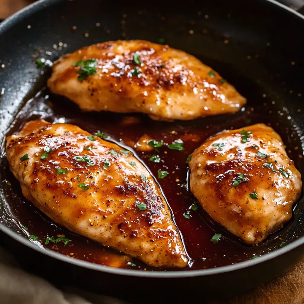 Pollo en sartén con salsa.