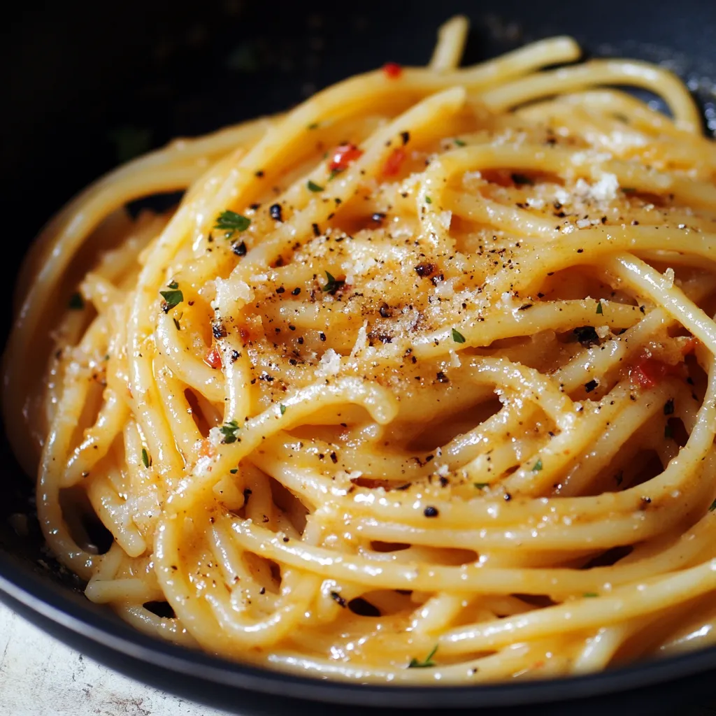 Un plato de pasta con queso y chiles.