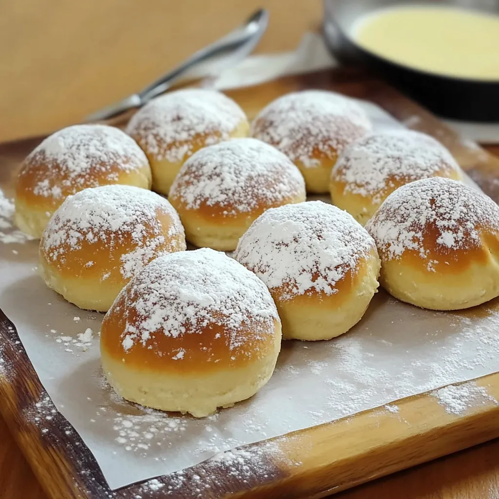 Un plato de donas con azúcar glas.