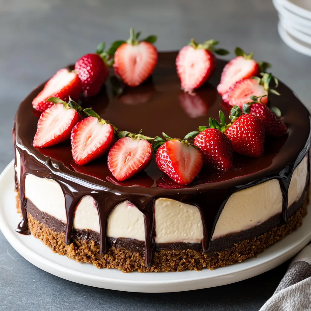Una porción de tarta de chocolate con fresas encima.