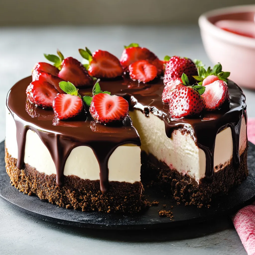 Una porción de tarta de chocolate con fresas encima.