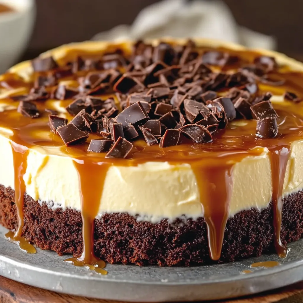 Una rebanada de pastel con caramelo encima.