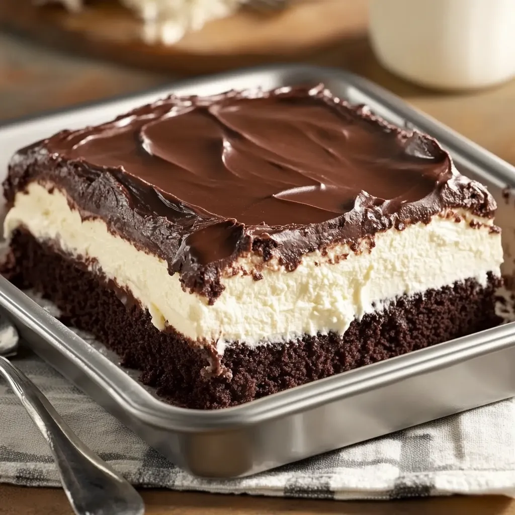 Un trozo de pastel de chocolate con glaseado de chocolate.