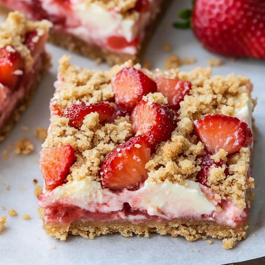 Un trozo de pastel de fresa con cobertura blanca.