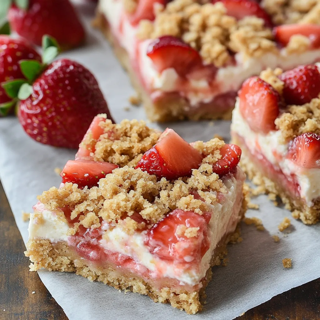 Una porción de tarta de queso con fresas sobre una servilleta de papel.