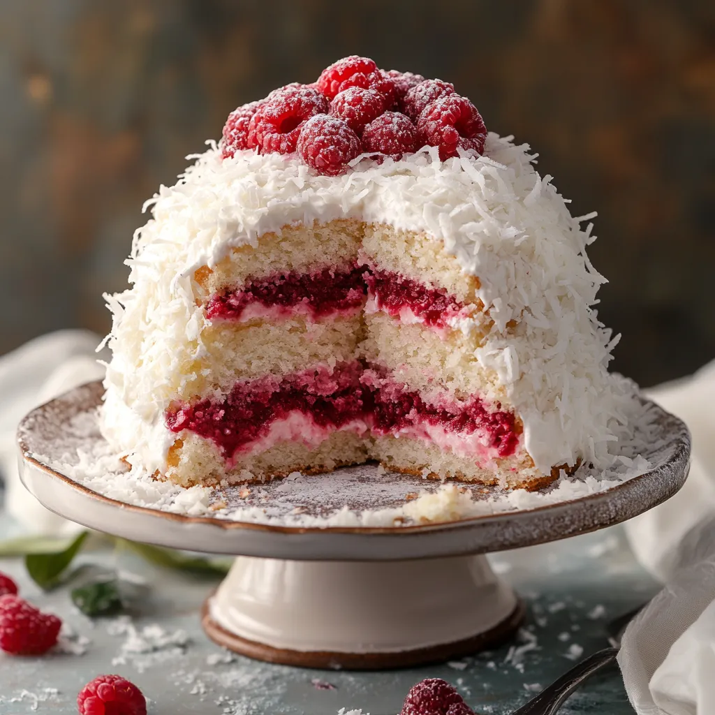 Una porción de pastel con frambuesas encima.